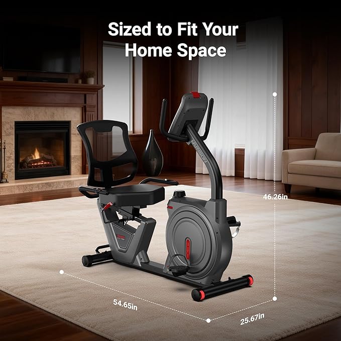 HARISON Recumbent Exercise Bike for Seniors, Quiet Magnetic Recumbent Bike for Home Use, Comfortable Seat, Step-Through Frame, App Compatible
