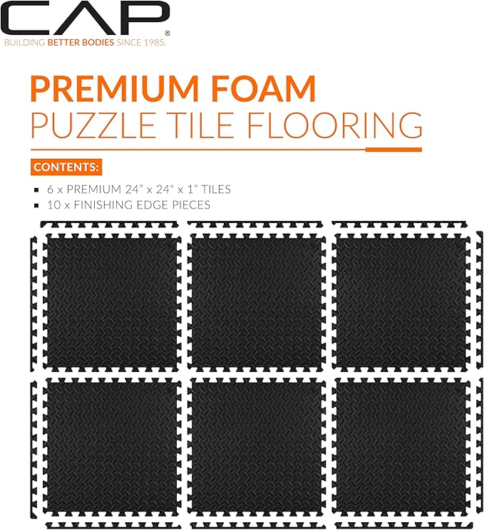 CAP Puzzle Exercise Mats | 1” Thick EVA Interlocking Foam Tiles for Home Gym Flooring | Multiple Options