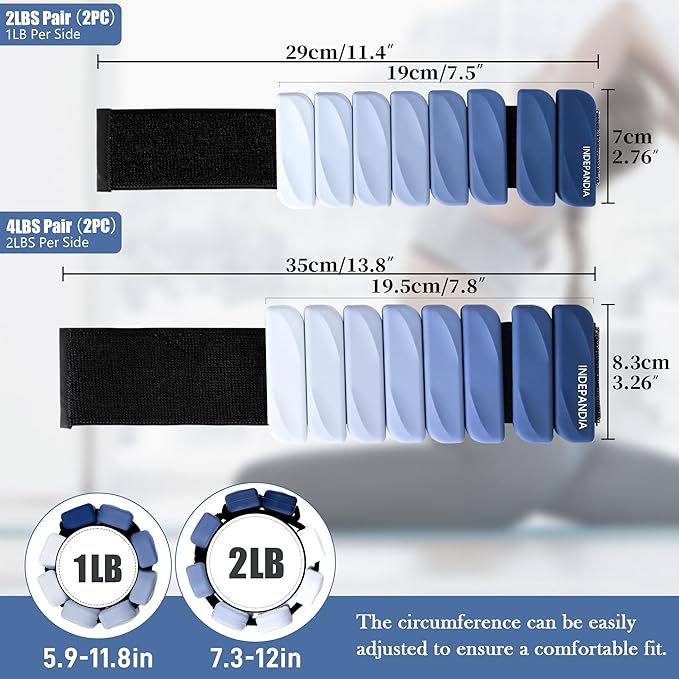 Wrist & Ankle Weights for Women and Men, 2lbs/4lbs Pairs Adjustable Silicone Weighted Bangles for Arm & Leg Workouts, Perfect for Pilates, Barre, Yoga, Walking & Home Fitness 24055