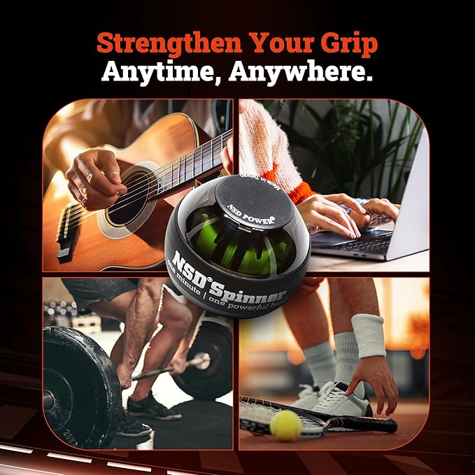 NSD Manual Spring Assisted Start Spinner Gyro Ball – Up to 15,000-18,000 RPM Premium & Durable Hand Strengthener and Wrist Exerciser for Grip Strength Training, Forearm Workout, and Pain Relief