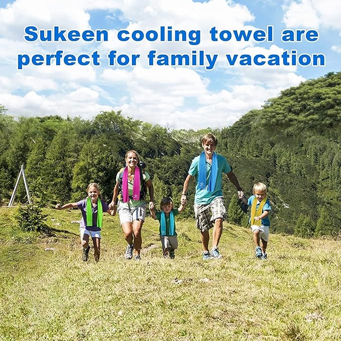 Sukeen 12 Pack Cooling Sports Towel Bulk (40"x12"), Quick-Drying Neck Cooling Wraps, Soft & Breathable Microfiber Ice Towel for Athletes, Sports Fitness Enthusiasts Gym Outdoor Summer