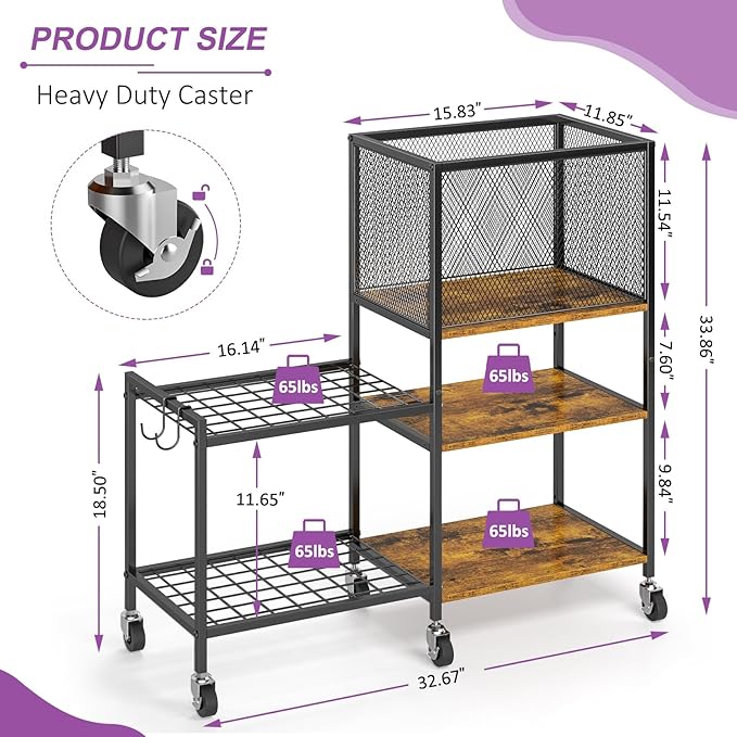 Dumbbell Rack, Yoga Mat Storage Holder, Home Gym Storage Rack, Workout Equipment Storage Organizer, Weight Storage Holder Rack with Hooks and Wheels