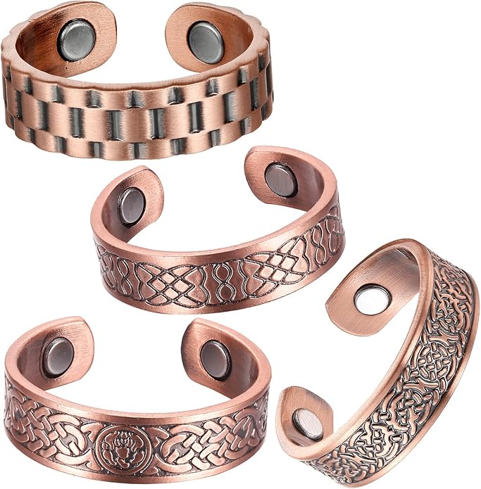 BioMag Magnetic Rings, Pure Copper Rings for Men Women, Adjustable Fingers Thumb Ring Jewelry Gift