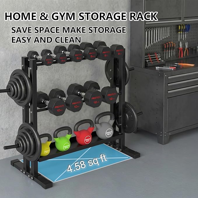 PROIRON All In One Rack Dumbbell Rack, 1200LB Capacity Weight for Home Gym, Heavy-Duty Weight Stand for Dumbbells, Kettlebells, Weight Plates(Rack Only)