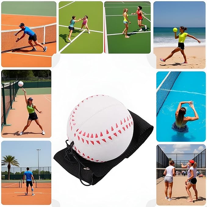 Jowxsx White Wrist Return Ball, 2.36 Inch Sports Wrist Balls on a String, Rubber Rebound Bouncy Wristband Balls on Elastic String Sports Reaction for Wrist Exercise or Play (Tennis, Baseball)