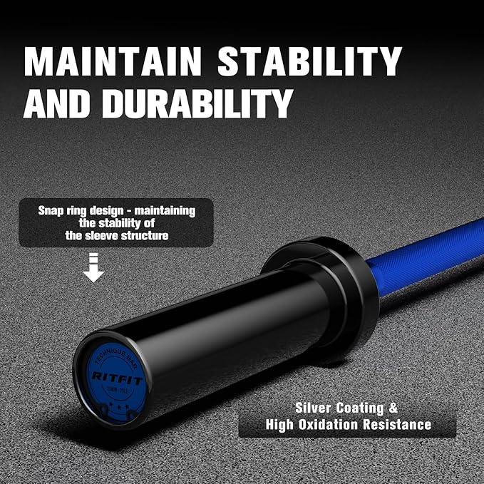 RITFIT Olympic Barbell 4ft/6ft - 2 Inch Weight Bar for Strength Training, Weightlifting, Squat, Deadlift, Bench Press, Curl, Overhead Press - 350lbs/500lbs Capacity
