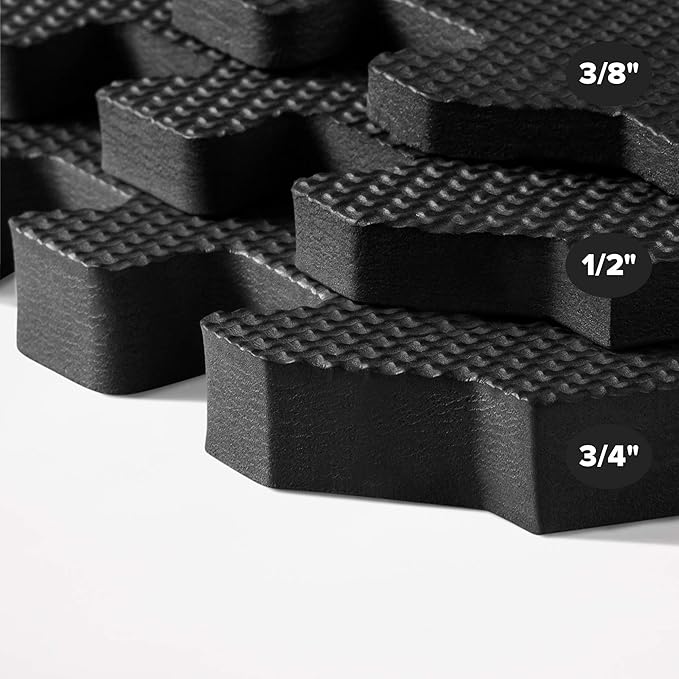 We Sell Mats 3/8" Thick Multipurpose EVA Foam Exercise Floor Mat, Interlocking Tiles, Anti-Fatigue for Home or Gym