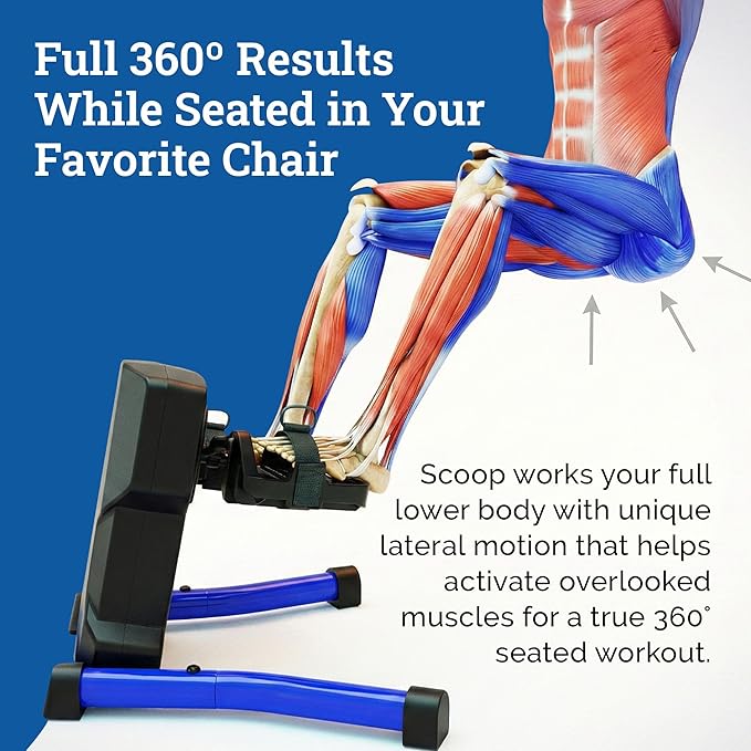 Scoop Lateral Elliptical | Compact Under Desk Exercise Equipment & Lateral Elliptical Machine | Leg Exerciser While Sitting for Seniors | Low-Impact Leg Exerciser for Balance, Mobility & Strength