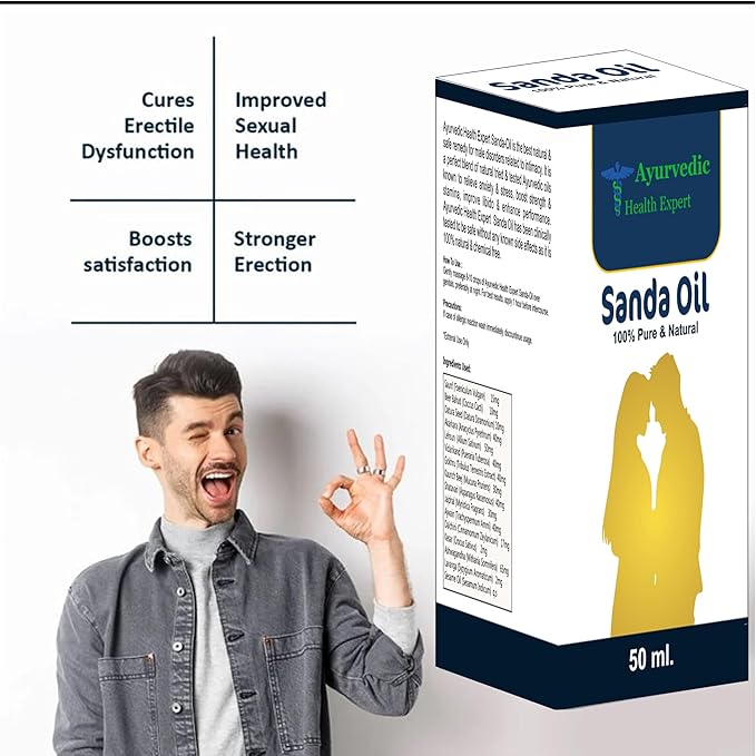 Sanda Oil 50ml | 100% Pure & Natural Ayurvedic Massage Oil for Men | Improves Strength, Stamina & Vitality | Herbal Formulation for External Use Oils 50 Ml Pack of 1 1.6oz
