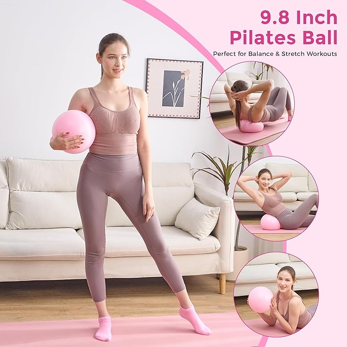 Home Pilates Kit Pilates Equipment Set, Better Yoga Pilates Essentials Kit for Women with 14.5" Pilates Ring, Ball, Resistance Bands, Ankle Weights, Dumbbells, Sliders, Stretch Band, Yoga Strap Socks