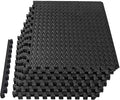 Mat Block EVA Exercise Floor Mats: Interlocking Foam Tile Performance Mats - 6 Tiles (Area: 24 SQ FT) 1/2 inch Thickness, EVA Home Gym Exercise Floor Mats for All Exercises or Equipment, Black