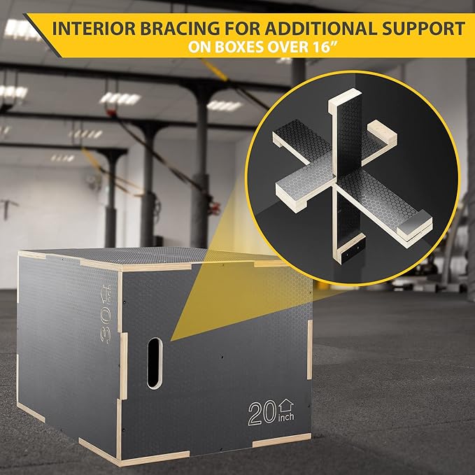 Philosophy Gym 3 in 1 Non-Slip Wood Plyo Box- Jump Plyometric Box for Training and Conditioning