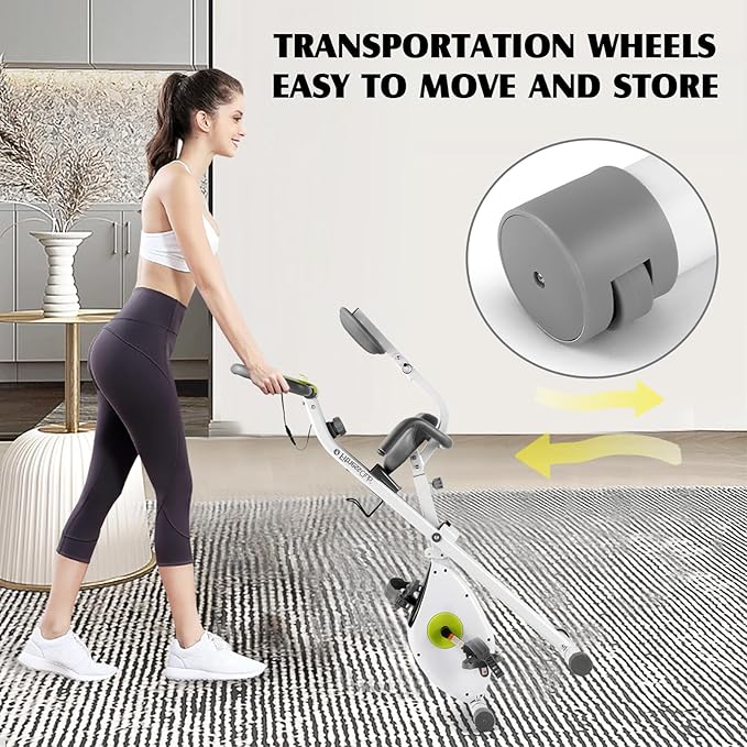 Fitnessclub Exercise Bike, 8-Level Adjustable Magnetic Resistance Stationary Bikes for Home, Indoor Cycling Bike with Heart Rate, LCD Monitor,Cup Holder, Elastic Rope for Home Bicycle Workout