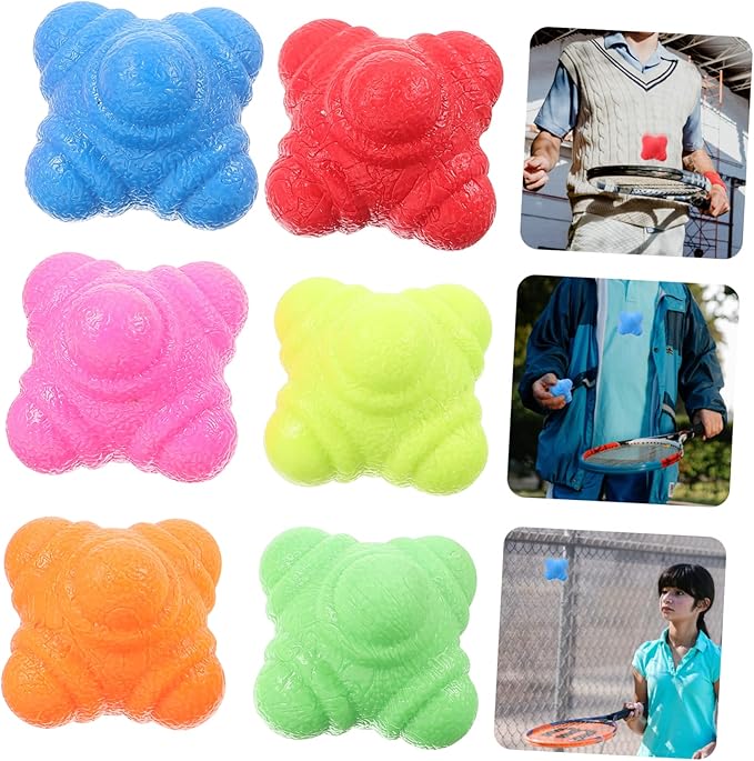 6Pcs Hexagonal Reaction Balls for Indoor Training Agility Reflex Practice Coordination Reaction Speed Multi Sport Fitness Tool Bright Colors