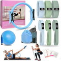 Pilates Essentials Kit for Home Women, Pilates Equipment for Workouts, 6 Fabric Resistance Bands, 12 Inch Magic Circle Yoga Ring, Mini Exercise Ball, Great Exercise Accessories
