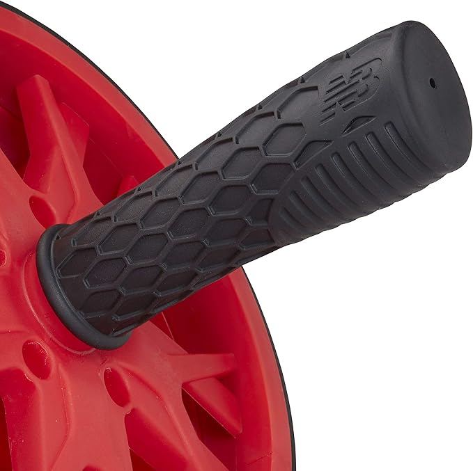 New Balance Ab Wheel - Abdominal Roller Trainer Non Skid Wheels with Sure-Grip Handles, Black/Red