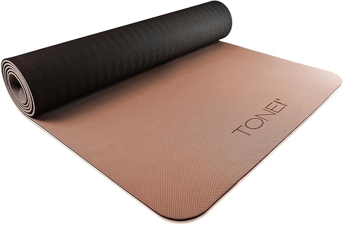 TONE Fitness Yoga Mat 1/4" Thick Non Slip Exercise & Pilates Mat for Home Workouts with Carrying Strap | Multiple Options