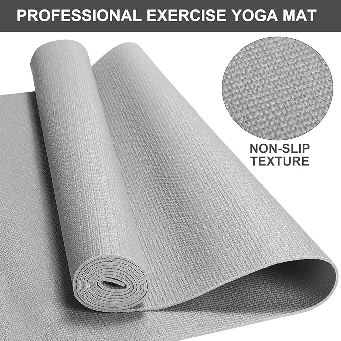 24 Pack 3 mm Thick Yoga Mat Bulk, Non Slip Exercise Workout Fitness Pad for Women Men, Gym Home Yoga Pilates, Easy to Clean, Sturdy PVC