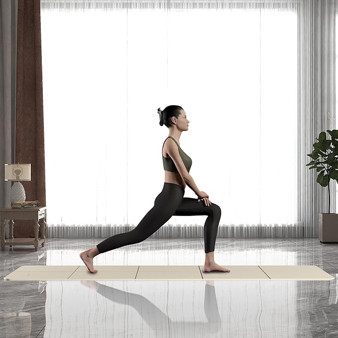 Readaeer Foldable Yoga Mat for Travel Folding Yoga Mat 6mm Thick with Carrying Bag, Non-Slip TPE Exercise Pilates Mat for 72" L x 24" W x 0.24 Inch