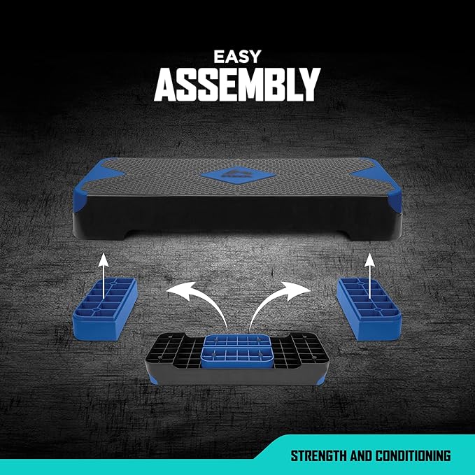 RBX Aerobic Step Platform with Non-Slip Textured Surface -2-Level Adjustable Steppers for Exercise, Compact, Lightweight, Easy-to-Store Exercise Step & Fitness Step Bench