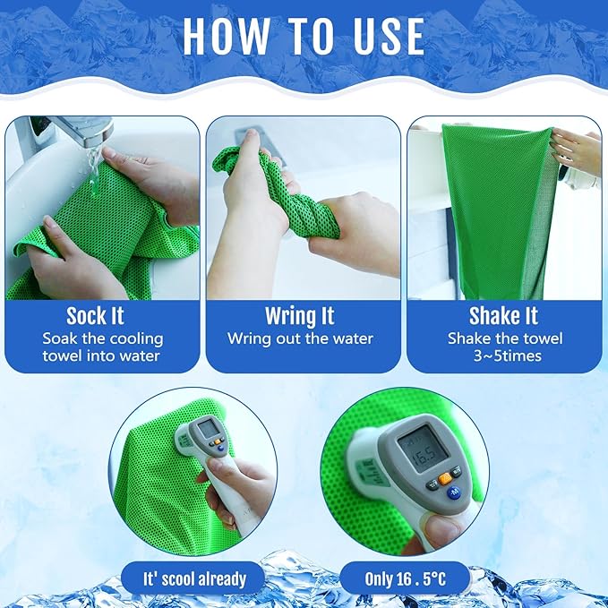 Hosuly 12 Pieces Cooling Towels for Hot Weather Soft Breathable Cold Towel Yoga Towels for Sweat, Sports, Workout, Fitness, Gym, Running, Travel Camping, 12 x 40 Inch (Dark Blue, Green, Purple)