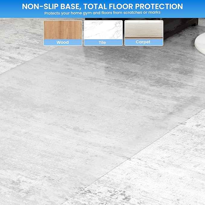 MABOZOO PVC Treadmill Walking Pad Mat, 100 * 35 Inch Transparent Exercise Bike Mat for Carpet & Hardwood Floors, Non-Slip Hardwood Floors Protector for Bike, Elliptical, Treadmill