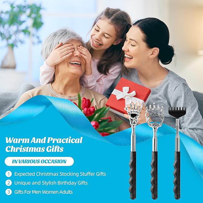 Back Scratcher Extendable Christmas Gifts Stocking Stuffer for Men Women Dad Adults Teens Funny Telescoping Manual Back Massage Cool Gadget Tool for Back in Christmas Gifts Box