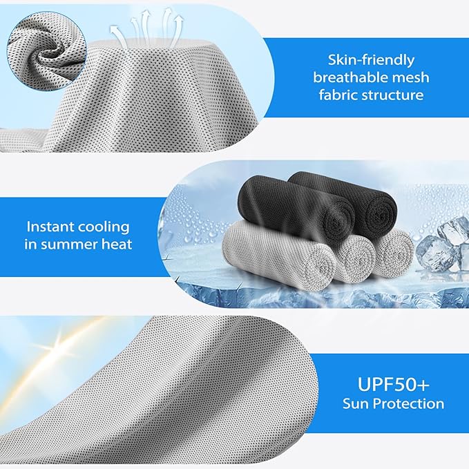 Cooling Towels - 5 Pack Gym Towels, Gym Towels for Working Out, Yoga Towel, Quick Dry Towel for Running, Camping, Fitness & More Activities