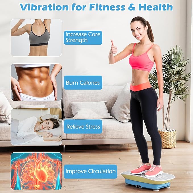 Goplus Vibration Plate Exercise Machine, Vibrating Platform for Lymphatic Drainage w/Remote, LED Display, Home Workout Full Body Shake Board for Weight Loss