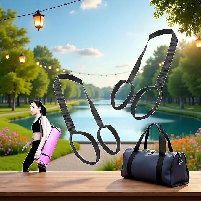 2Pcs Yoga Mat Straps For Carrying - Yoga Mat Elastic Straps,Adjustable Yoga Carrying Strap Holder Straps,Exercise Mat Carrier Strap,Weight Loss Fitness Binding Rope,Exercise and Fitness Accessories