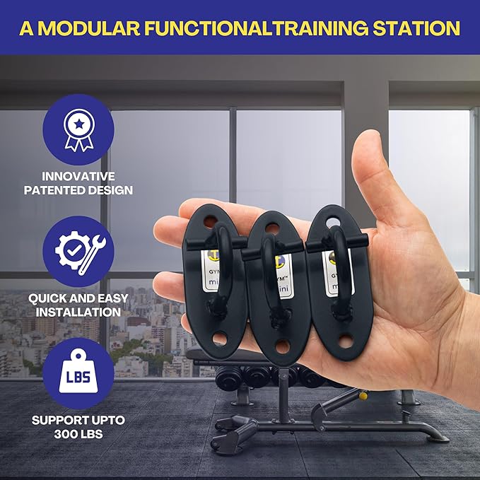 Anchor Gym Mini H1 (Set of 3) - Resistance Band Wall Anchors for Home Workouts | Wall Mount Anchor for Resistance Bands, Stretch Straps & Suspension Trainers