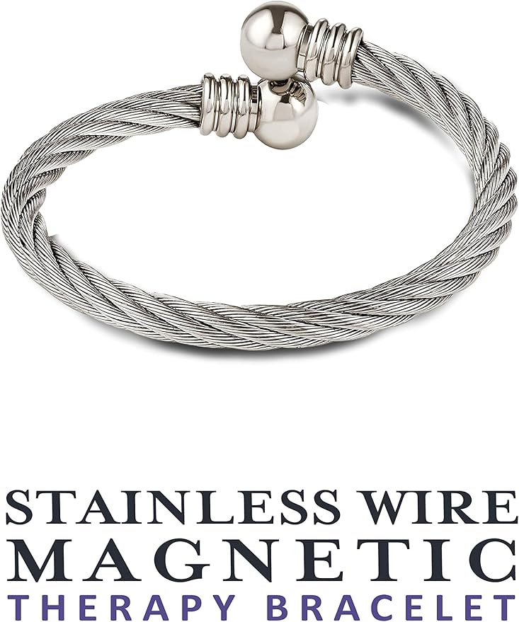 Twisted Stainless Steel Magnetic Bracelet High Power Magnets, For Men and Women, Adjustable Bangle Door Knob