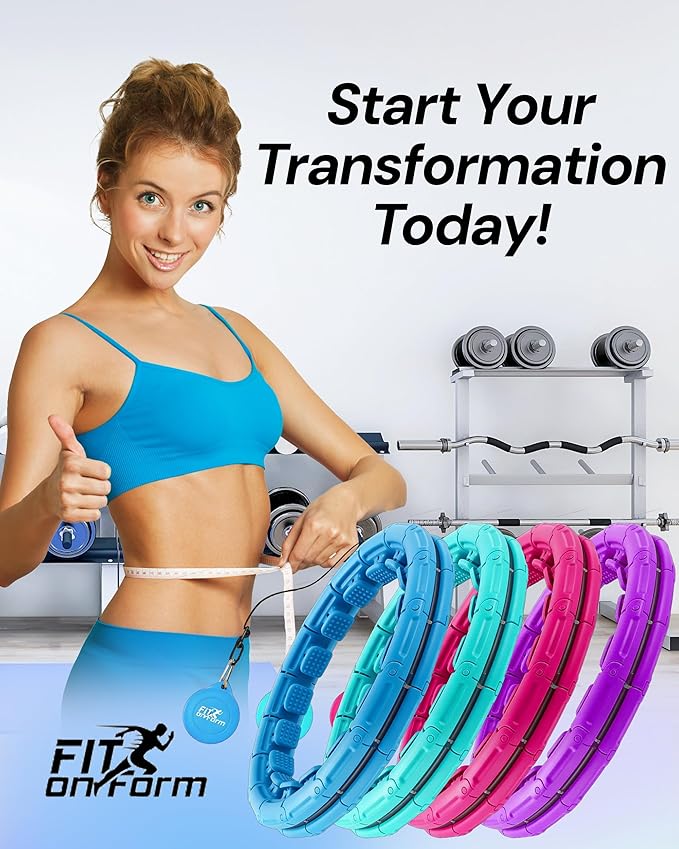 FIT ON FORM Infinity Weighted Hula Hoop for Adults Weight Loss, Smart Exercise Hola Circle Hoop for Women Abs Workout