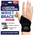 Doctor Developed Wrist Brace, Wrist Wraps for Carpal Tunnel Arthritis, Tendonitis, Hand Support, Ideal for Fitness, Weightlifting - Handbook Included (Large-1 Pack)