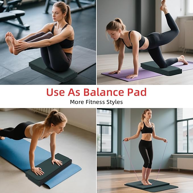 1/2 Inch Extra Thick Yoga Mat Pilates Equipment, 70"x24" Odorless Workout Mats for Home Gym, Non-slip Exercise Mats for Women Men Home Workout, Foldable Yoga Mats for Travel Camping Sleeping