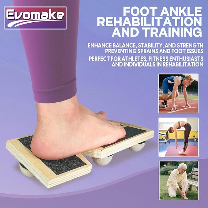 Foot Strengthener - Ankle Balance Board for Plantar Fasciitis, Foot Arch Stretcher, Sprained Ankle Recovery, Stability Exercises & Posture-Correction | Single-Leg | Non-Slip | w/Guide
