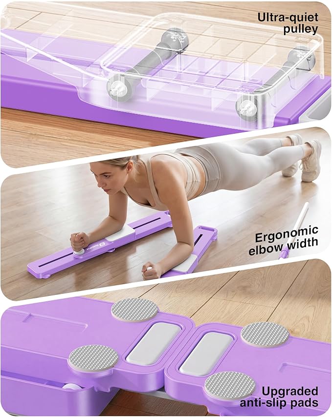2026 Upgrade 6-in-1 Pliates Board - Multifunctional Anti-Slip Silent Pilates Board Portable Pilates Reformer Machine for Full Body Workout