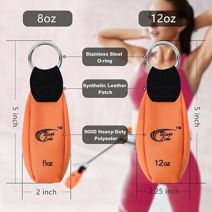 Blaze Line Hoola Fitness Hoop Adjustable Weight Bag 8oz and 12oz Pouch 2-Pack for Weight Loss, Fitness, Exercise and Workout
