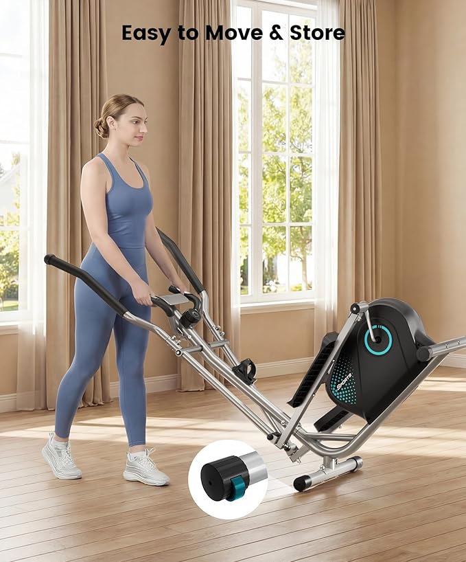Dripex Elliptical Exercise Machine, Hyper-Quiet Magnetic Elliptical Machine for Home, 8-Level Resistance Elliptical Training Machines with 6KG Flywheel, Pulse Sensor & LCD Monitor