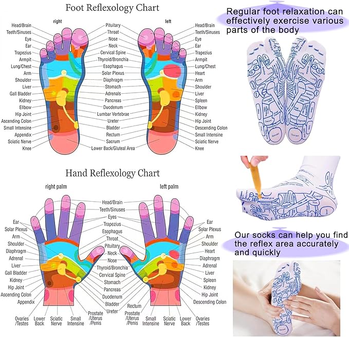 Reflexology Socks with Gloves Tools Set, Foot Massager Socks with 4pc Massage Tool, Socks with Trigger Point Massage Tool, Socks Suitable for Men and Women