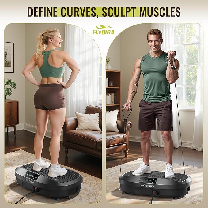 FLYBIRD Vibration Plate Exercise Machine, Adjustable Speed High Intensity Vibration for Muscle Toning Weight Loss Lymphatic Drainage, Full Body Workout Vibration Plate