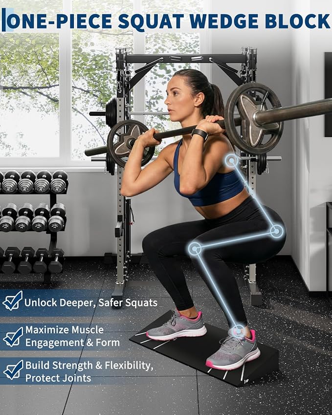 Squat Wedge Block 15° - Heel Elevated Slant Board for Squats, Knees over Toes & Weightlifting, 1000lb Capacity, Non-Slip One-Piece Design, Home Gym Accessory