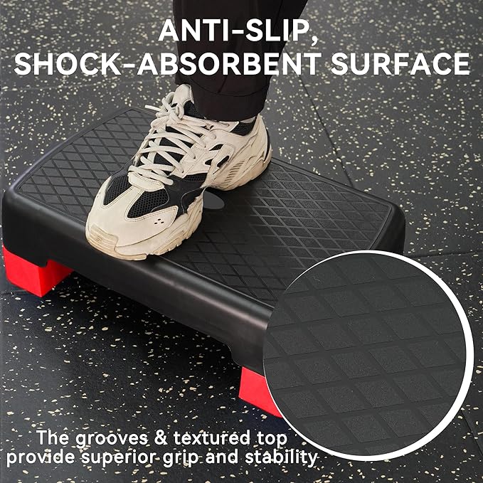 18" Aerobic Exercise Step Platform, Lightweight Portable Step Up Platform Trainer, Adjustable Height 3.9”5.9” for Home Gym