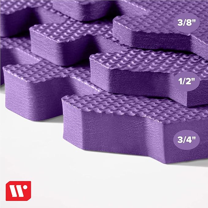 We Sell Mats 3/8" Thick Multipurpose EVA Foam Exercise Floor Mat, Interlocking Tiles, Anti-Fatigue for Home or Gym