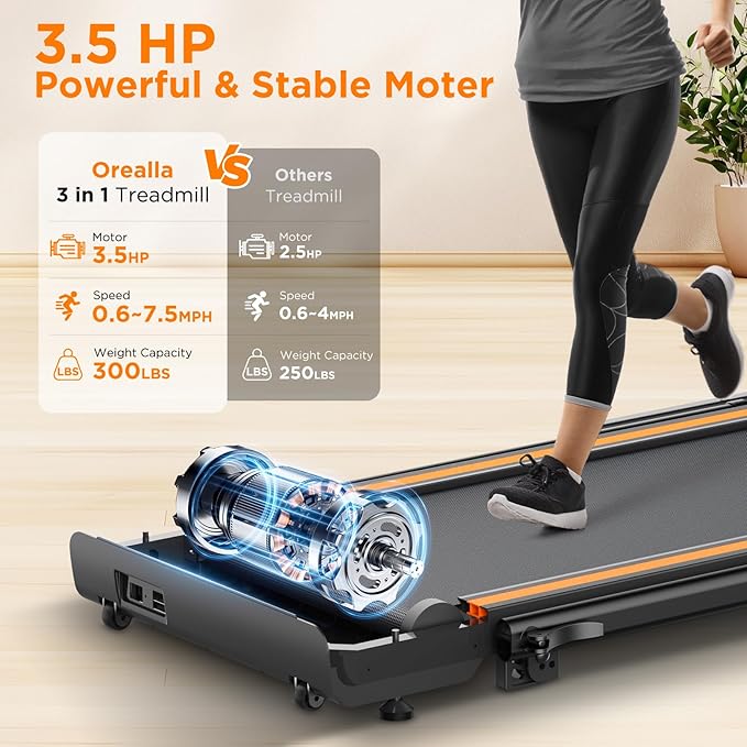 Walking Pad with 12% Incline, Under Desk Walking Pad Treadmill with Handle Bar & Removable Desk Workstation, 3 in 1 3.5HP Foldable Treadmill 300lbs Capacity for Home Office with Remote Control
