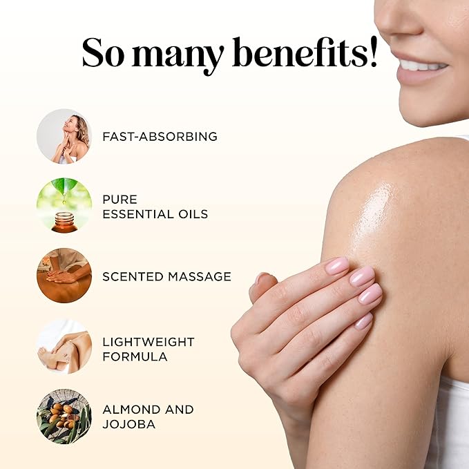 Sweet and Sensual Massage Oils for Couples - Mango and Vanilla Romantic Full Body Massage Oils with Sweet Almond Oil for Easy Gliding Special Moments - Therapeutic Grade Scented Body Oils