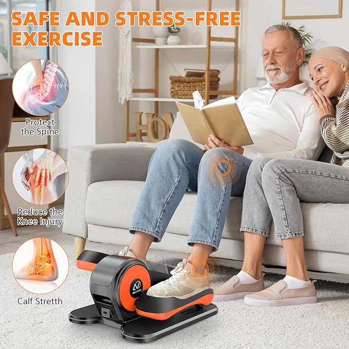 ANCHEER Under Desk Elliptical Machine, Ellipse Leg Exerciser for Seniors with 12 Adjustable Speeds, Quiet & Portable Electric Seated Pedal Exerciser with Remote Control
