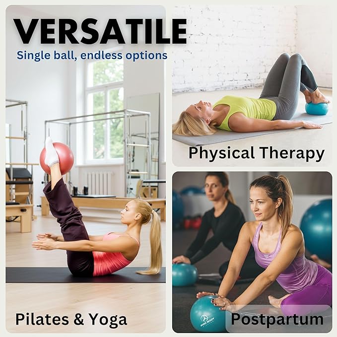 ProBody Pilates Small Exercise Ball with Pump - 9 Inch Workout Ball for Stability, Barre, Yoga, Core & Physical Therapy