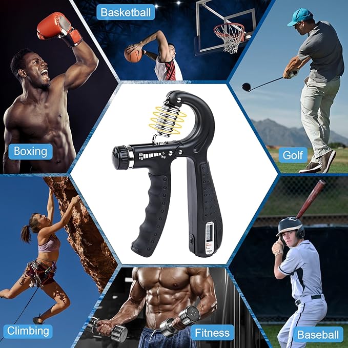 Handeful Grip Strength Tester Trainer - Dynamometer Handgrip Measurer Meter, Handheld Strengthener Exerciser for Sports, School, and Home Use