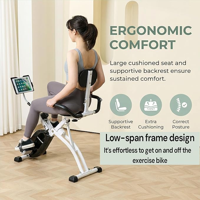Foldable Recumbent Exercise Bike with High Backrest and Magnetic Resistance, Recumbent Exercise Bike for Home Workout，One Size-Multiple Styles Available